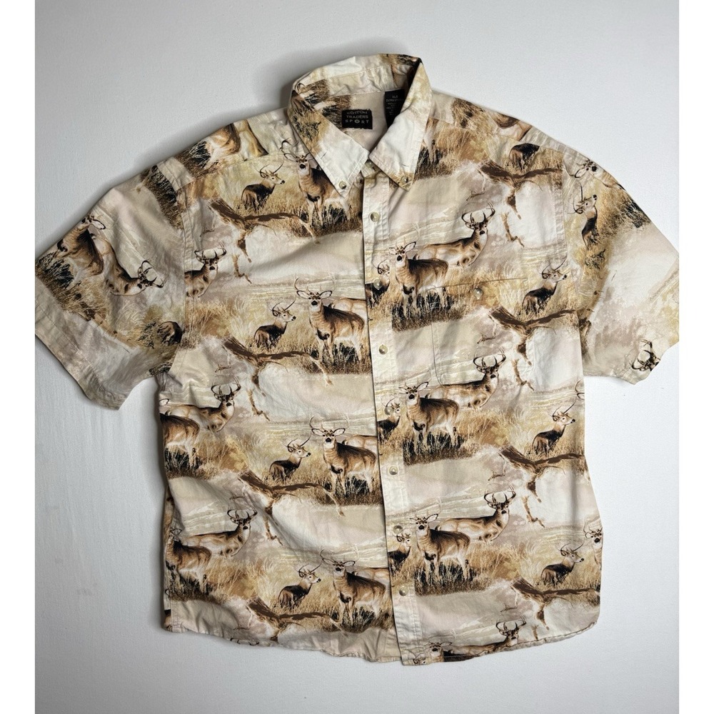 Y2K Cotton Traders Sport Deer Hunting AOP Men's XL Shirt Outdoors Hiking